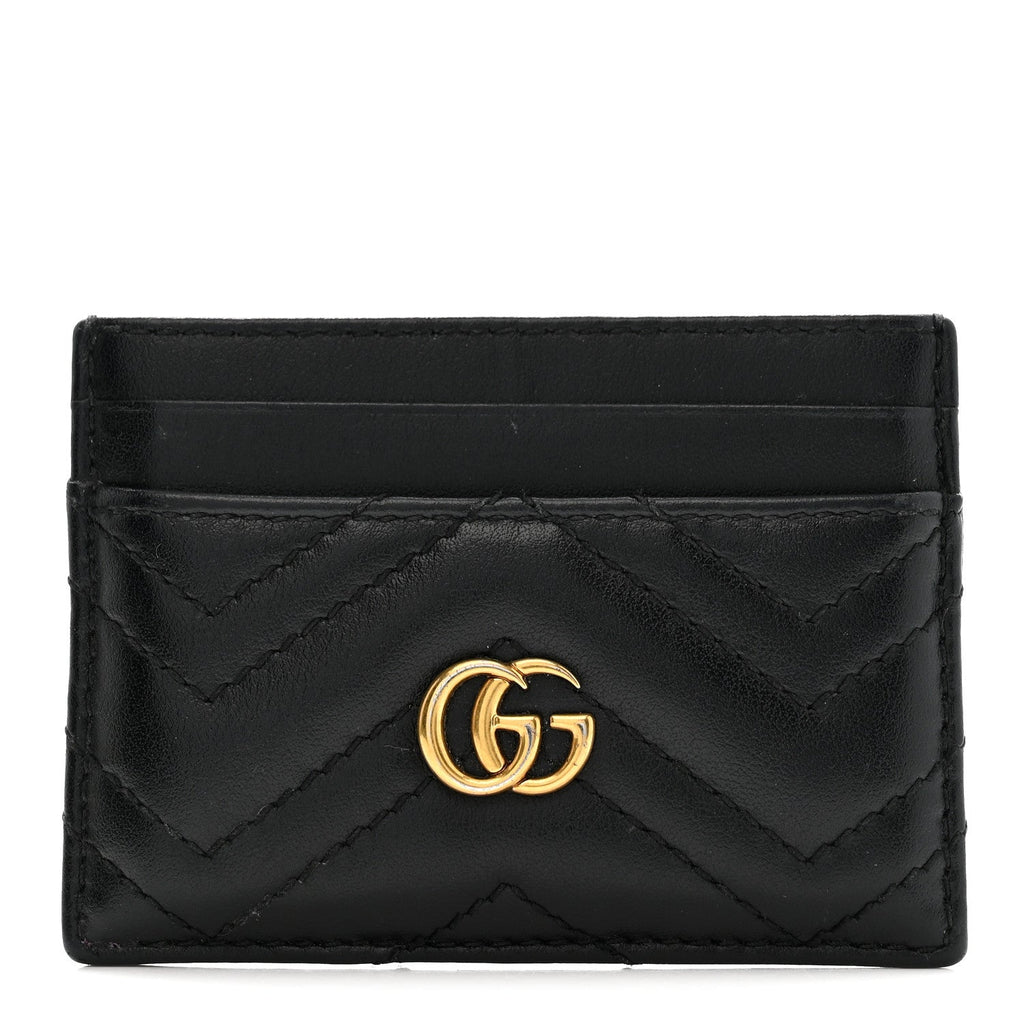 Gucci Calfskin Matelasse GG Marmont Card Holder Black