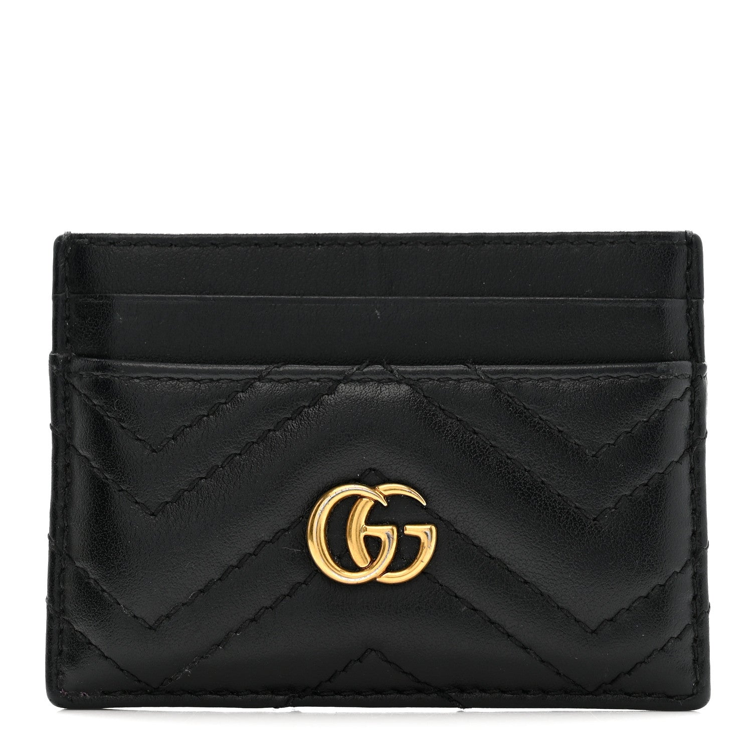 Gucci Calfskin Matelasse GG Marmont Card Holder Black