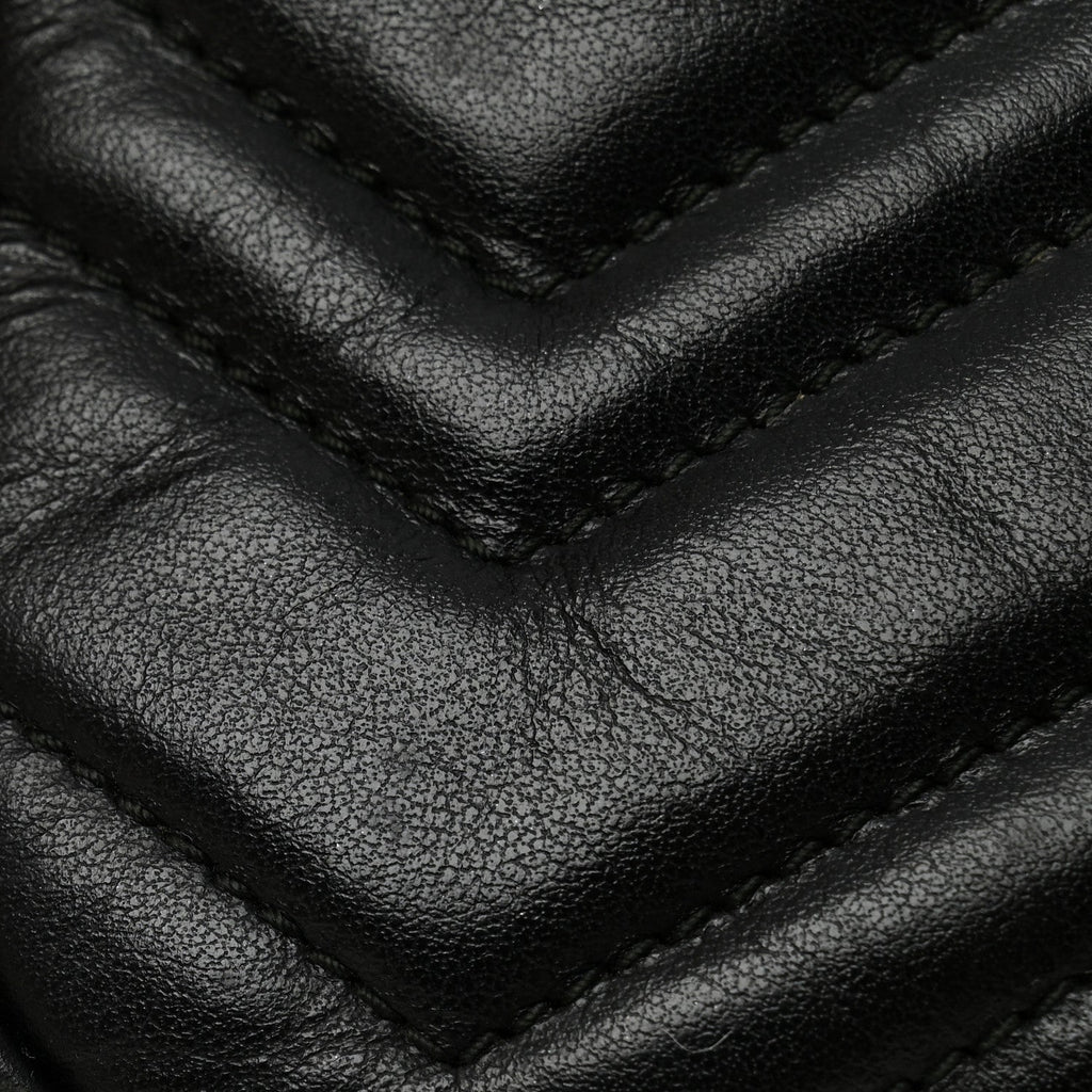 Gucci Calfskin Matelasse Mini GG Marmont Chain Shoulder Bag Black