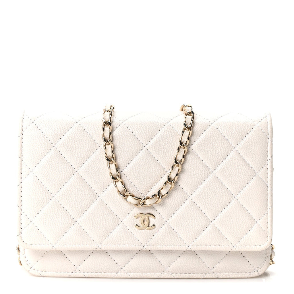 Chanel Caviar Quilted Wallet On Chain WOC White