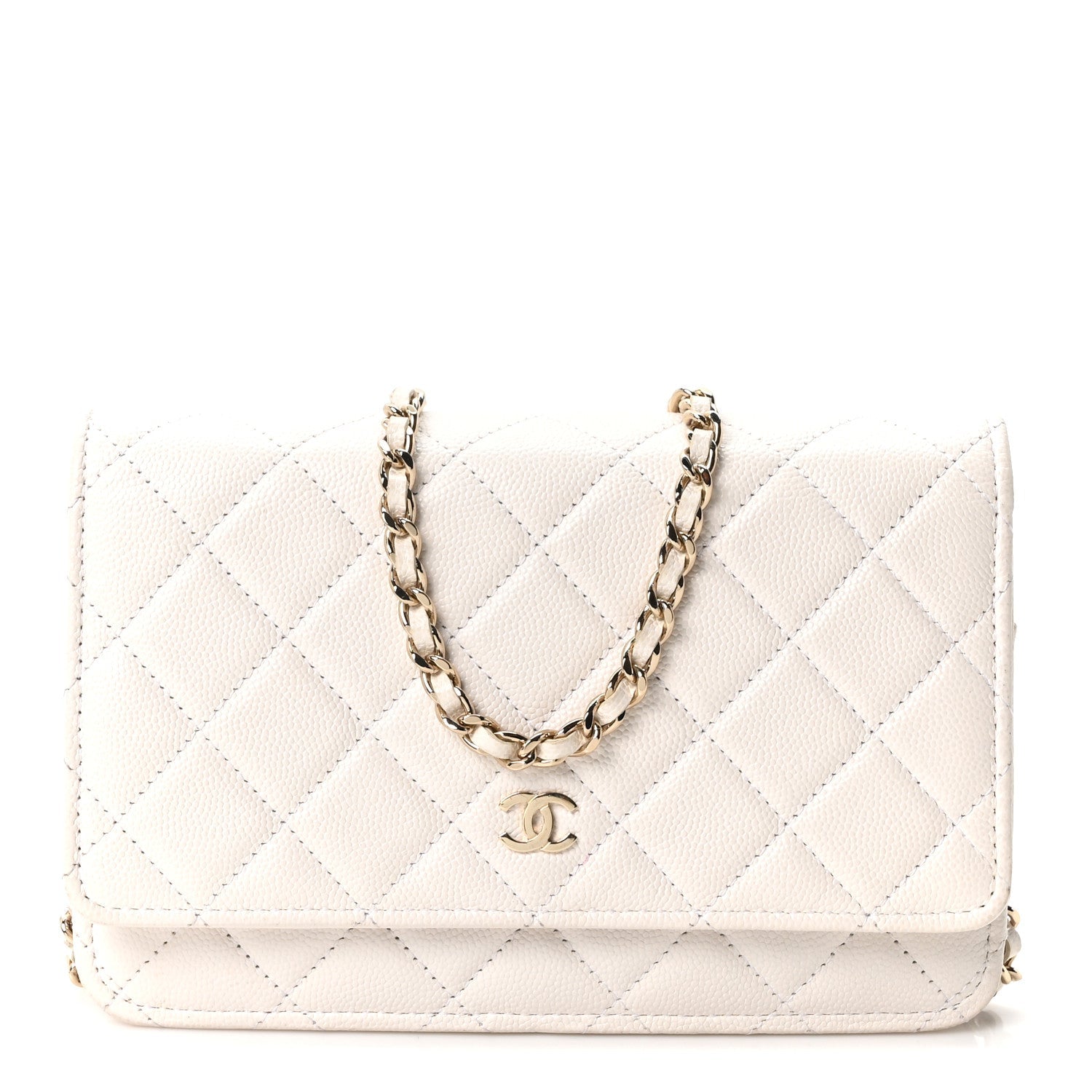 Chanel Caviar Quilted Wallet On Chain WOC White