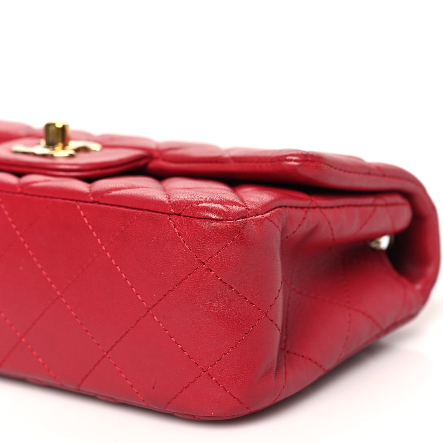Chanel Lambskin Quilted Mini Rectangular Flap Dark Pink