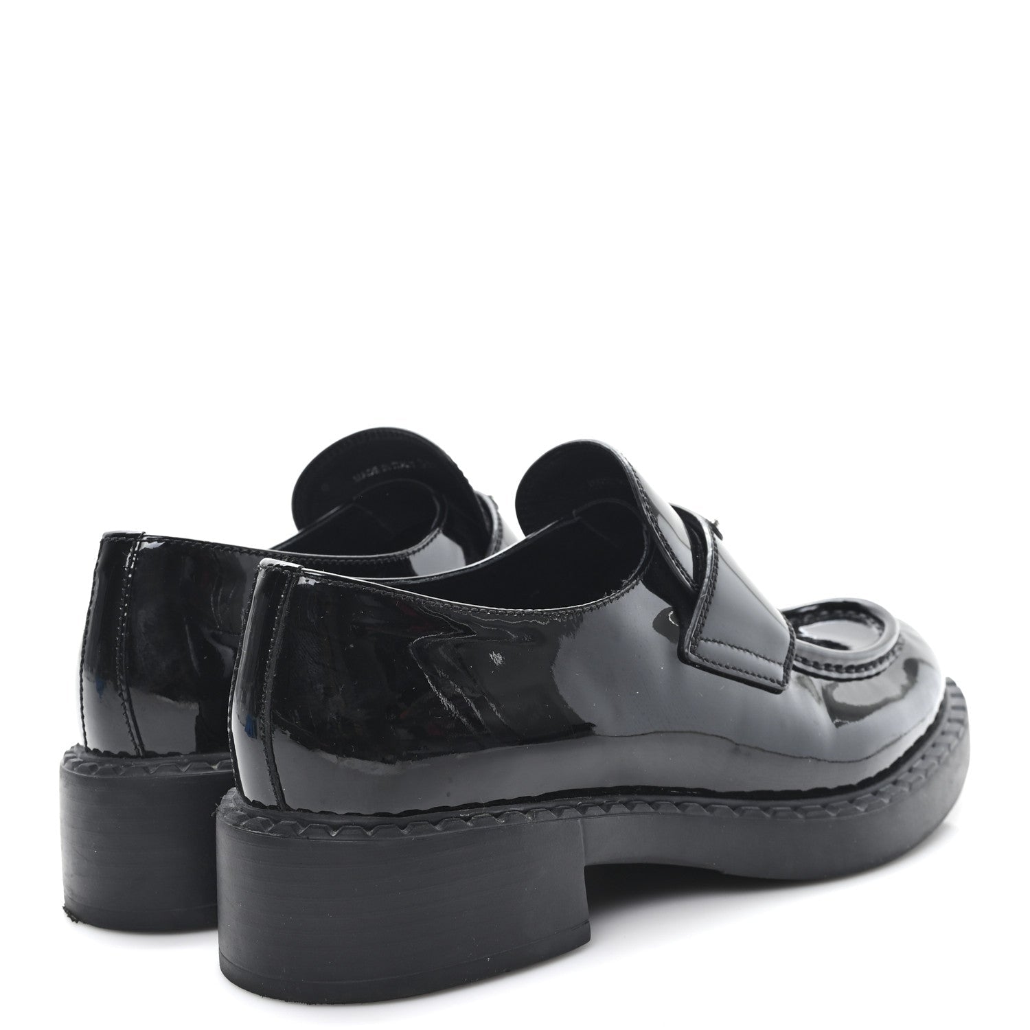 Prada Vernice Triangle 50mm Loafers 39.5 Black