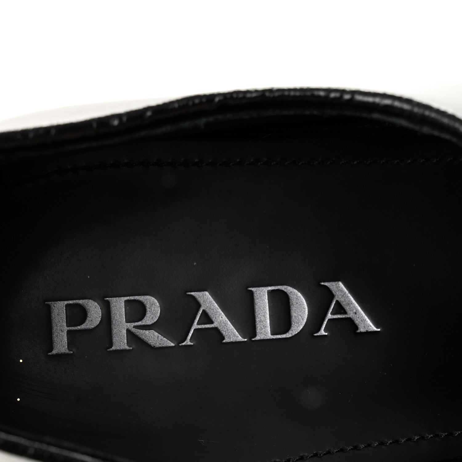 Prada Spazzolato Triangle Mens Derby Loafers 8 Black