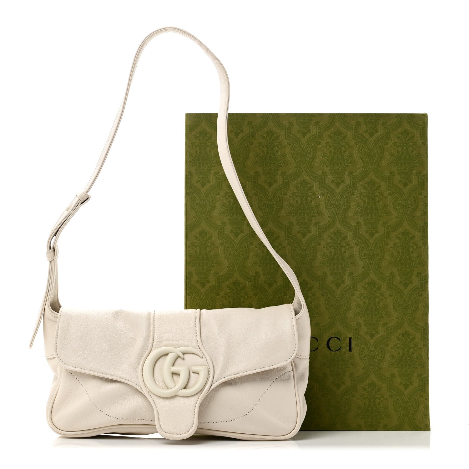 Gucci Goatskin Small GG Monochrome Aphrodite Shoulder Bag Mystic White