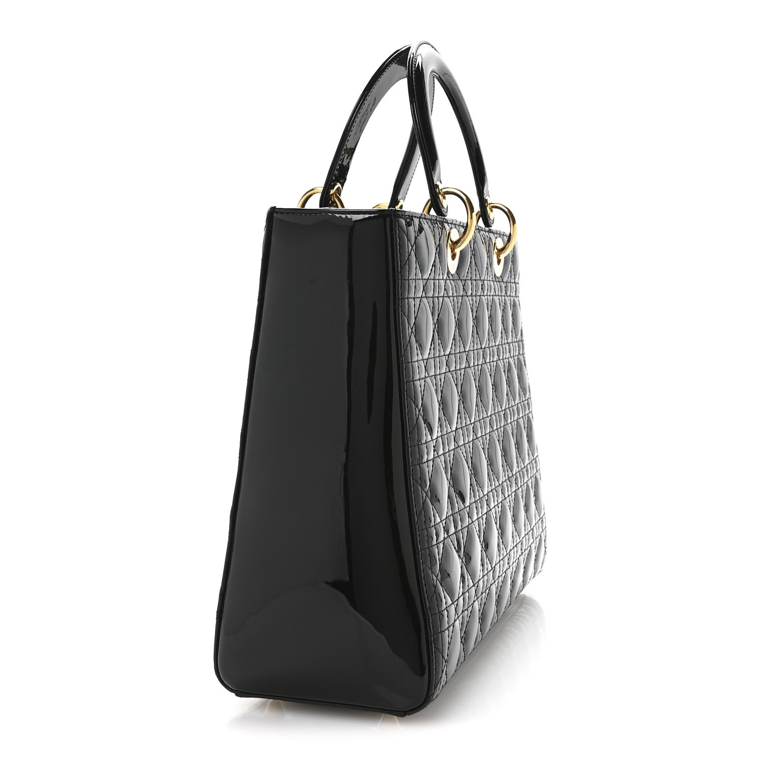Christian Dior Patent Cannage Large Lady Dior Black