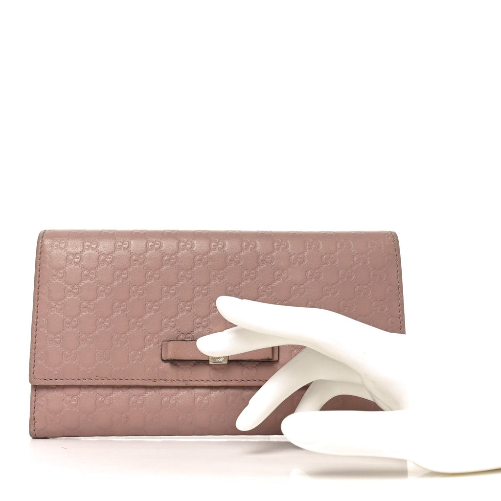 Gucci Microguccissima Bow Continental Wallet Soft Pink