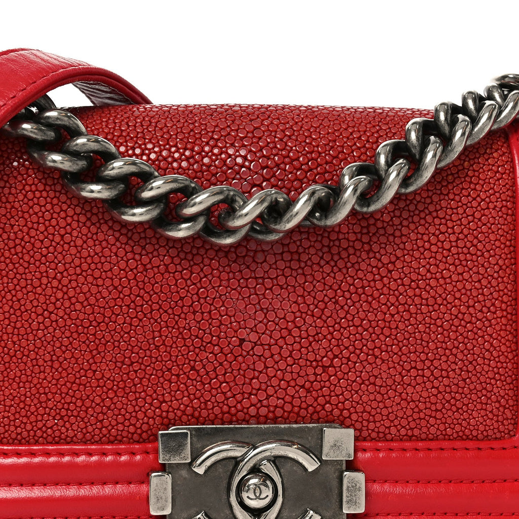 Chanel Galuchat Stingray Small Boy Flap Red