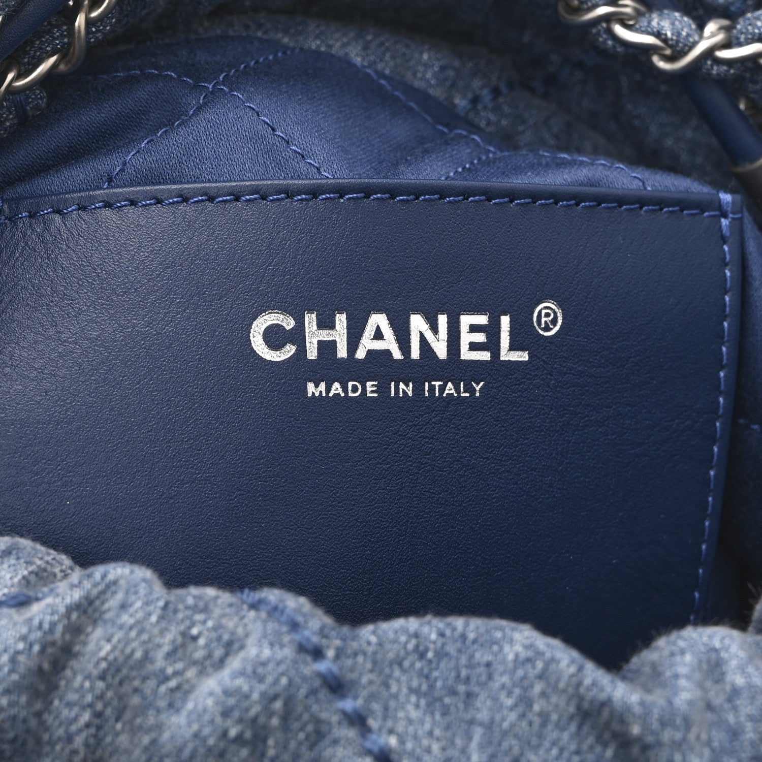 Chanel Washed Denim Quilted Studded Mini Chanel 22 Blue