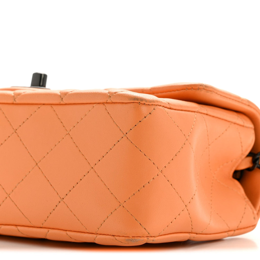 Chanel Lambskin Quilted Mini Rectangular Flap Orange