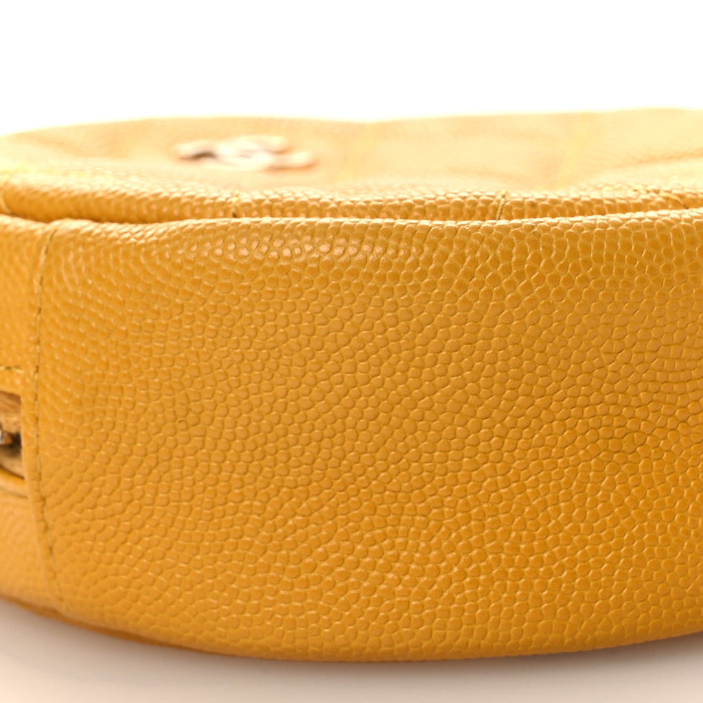 Chanel Caviar Quilted Round Clutch With Chain Yellow
