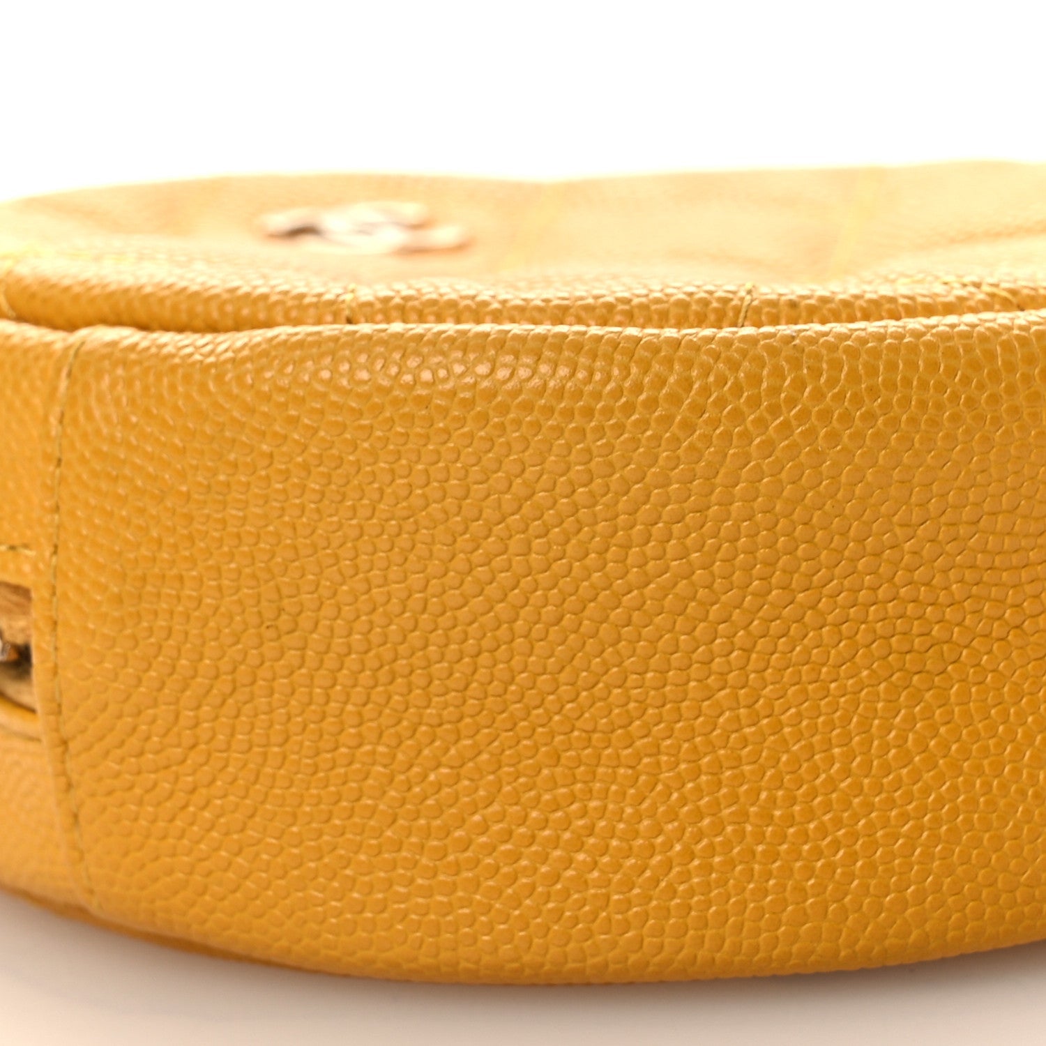 Chanel Caviar Quilted Round Clutch With Chain Yellow