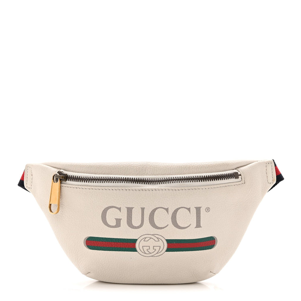 Gucci Grained Calfskin Small Logo Belt Bag White