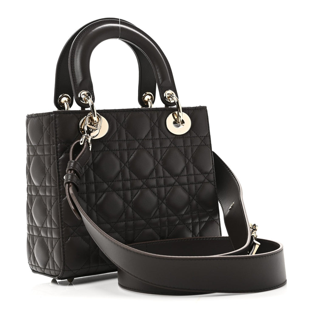 Christian Dior Lambskin Cannage Small My ABCDior Lady Dior Dark Brown