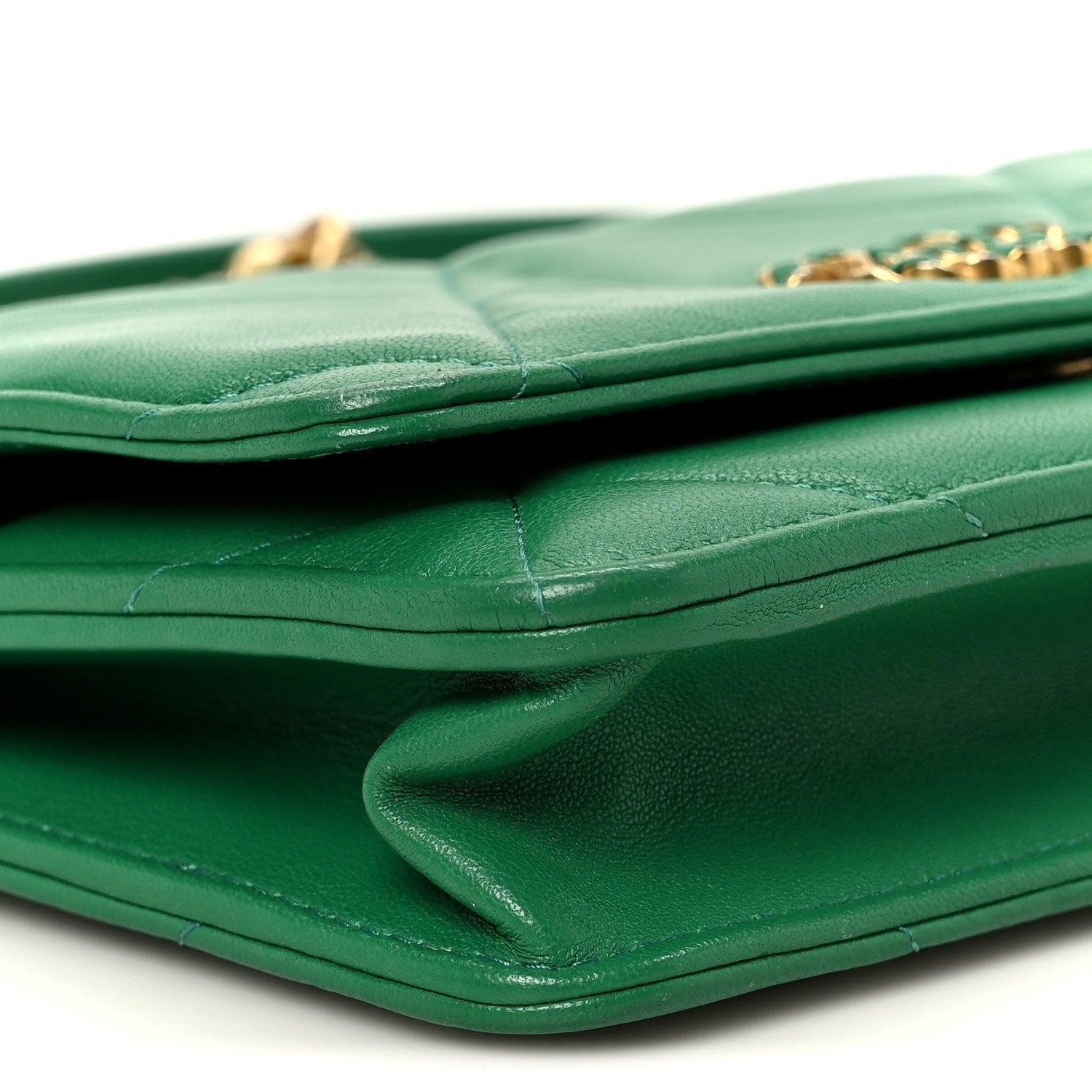 Chanel Lambskin Quilted Chanel 19 Wallet On Chain WOC Green