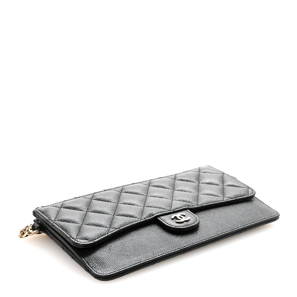 Chanel Caviar Quilted Classic Pouch With Handle Black