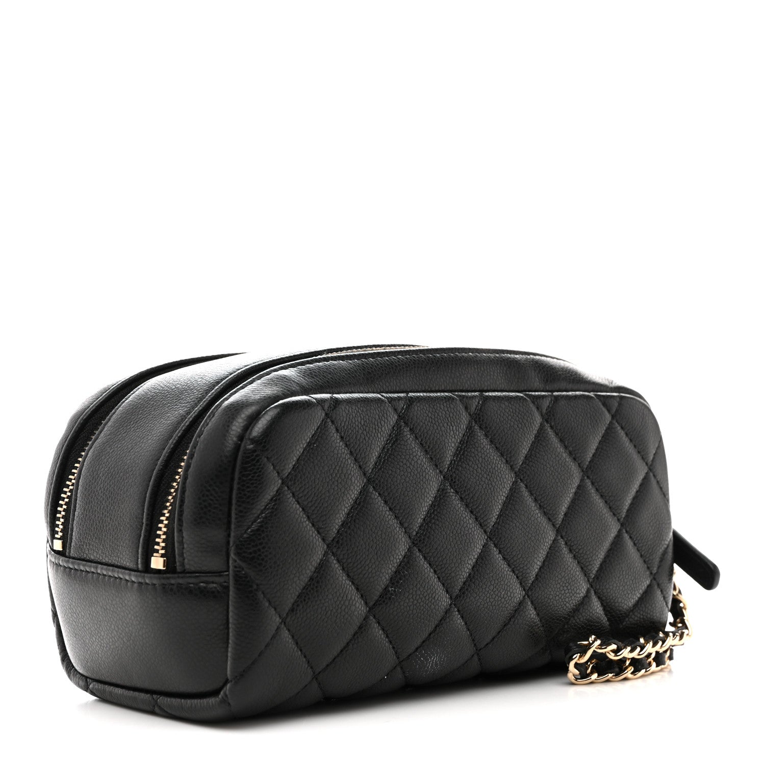 Chanel Caviar Quilted Toiletry Case With Chain Black