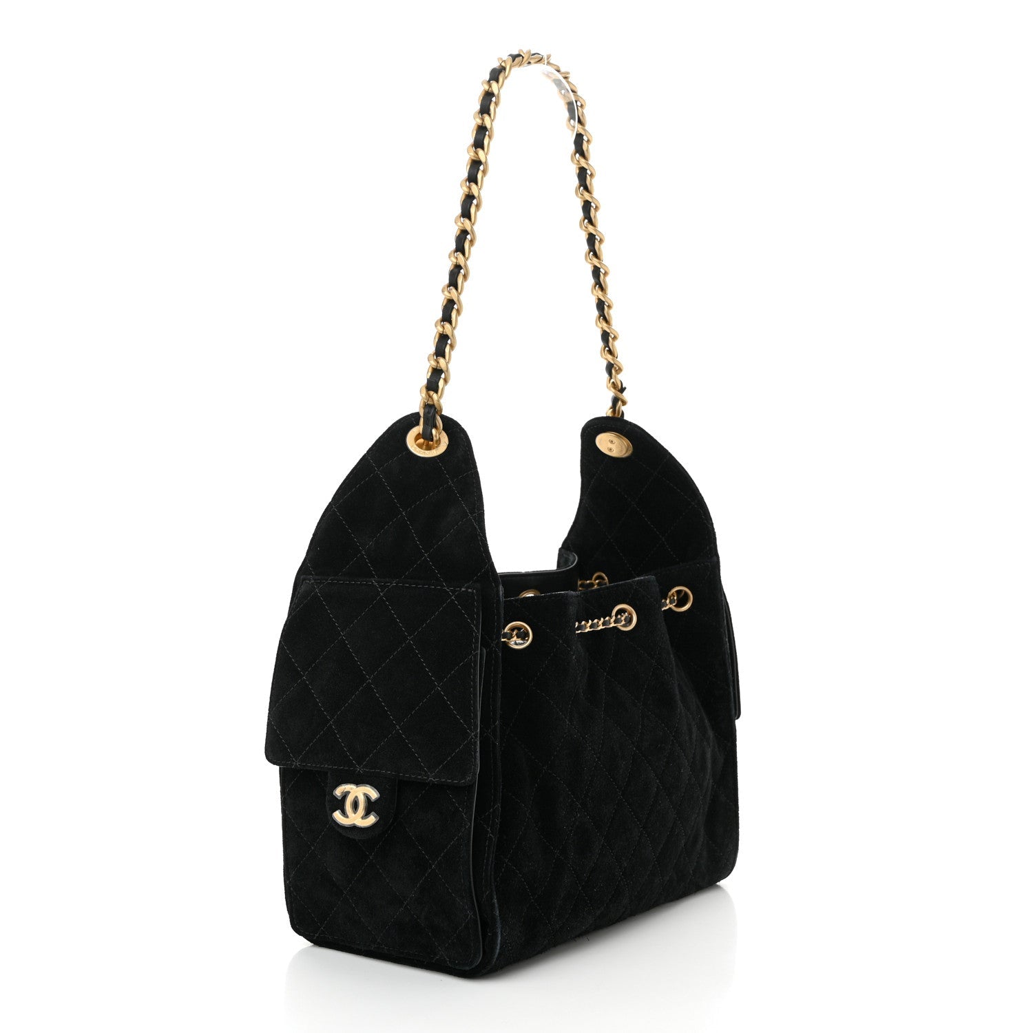 Chanel Suede Quilted Small Chanel 25 Handbag Black