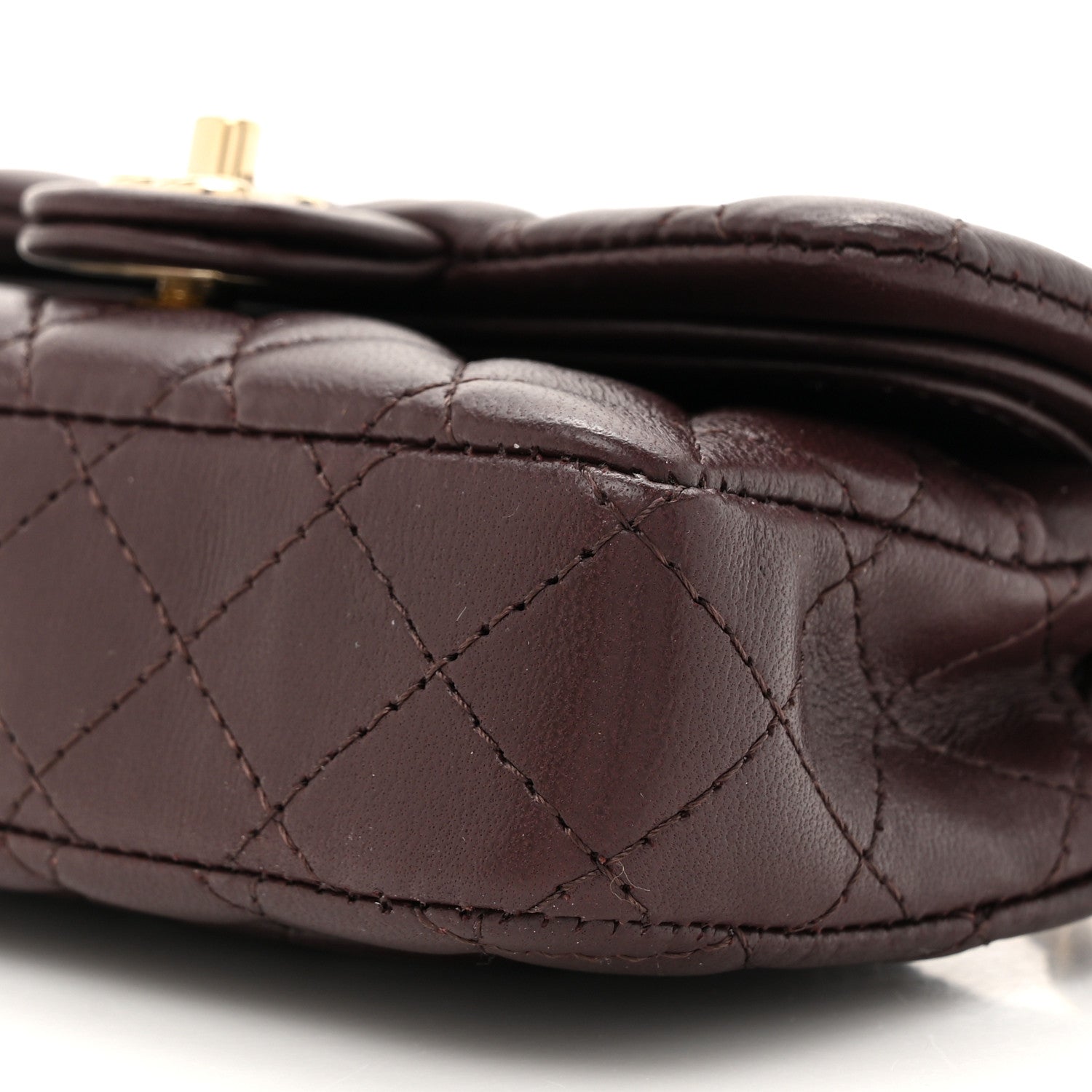 Chanel Lambskin Quilted Mini Flap Bag Charm With Hook Dark Brown