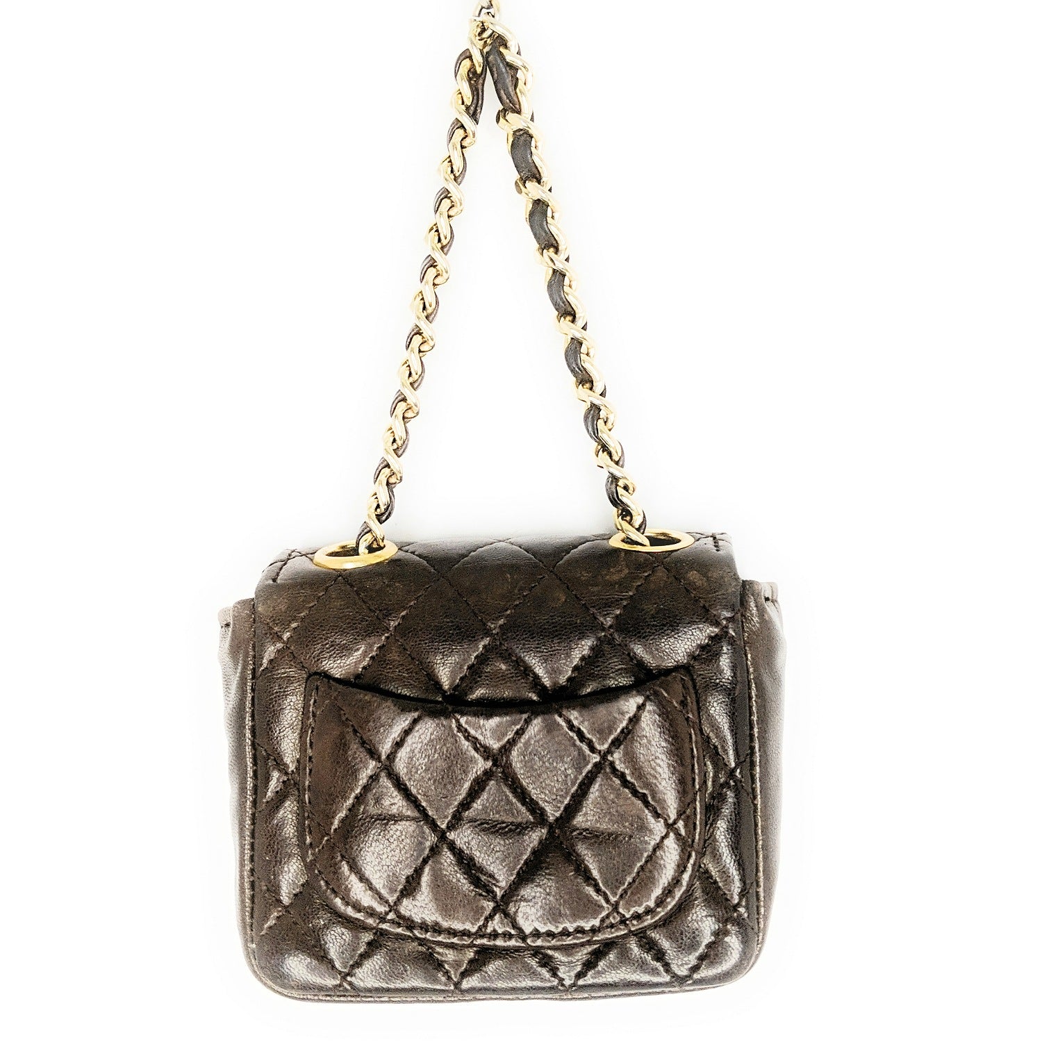 Chanel Vintage Brown Quilted Micro Belt Bag