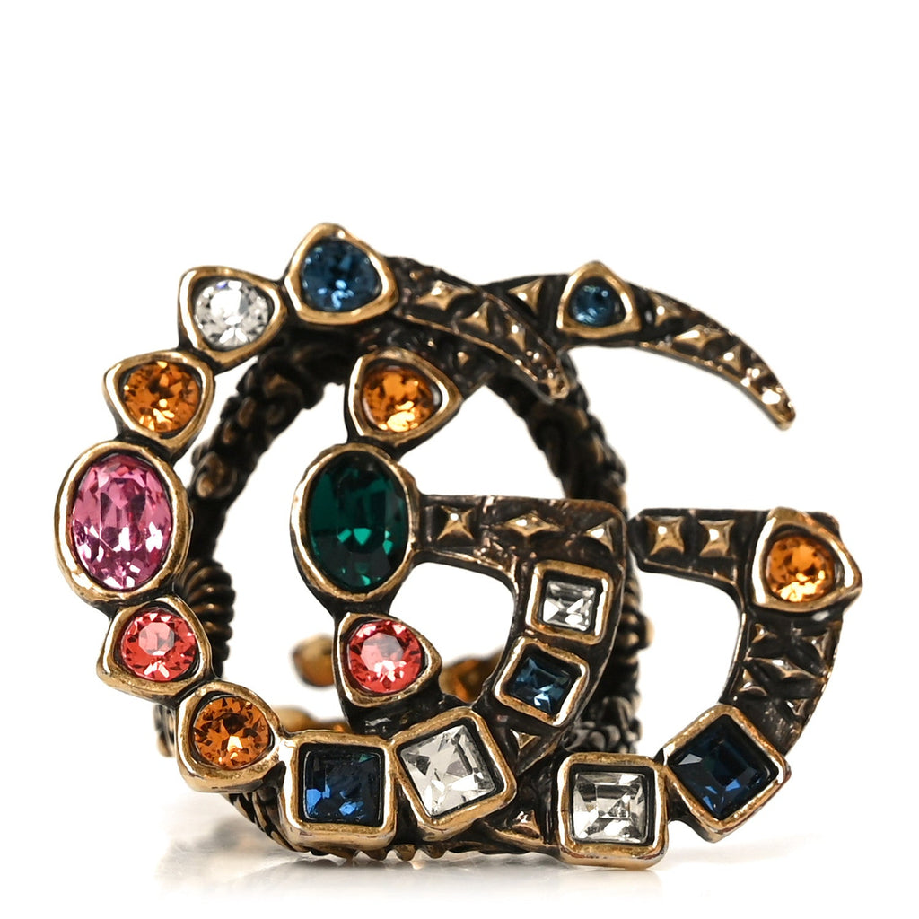 Gucci Crystal Double G Ring S Multicolor