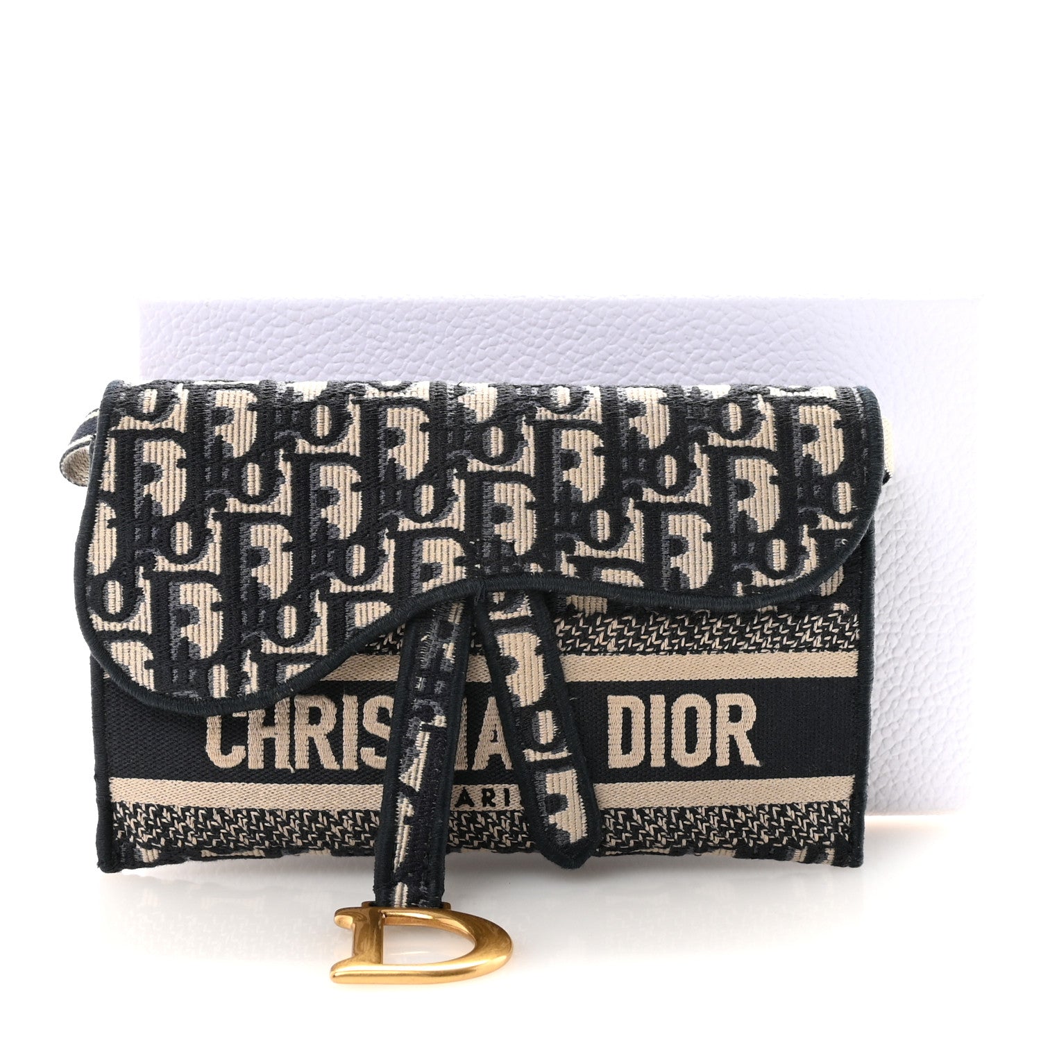 Christian Dior Oblique Slim Saddle Pouch Blue