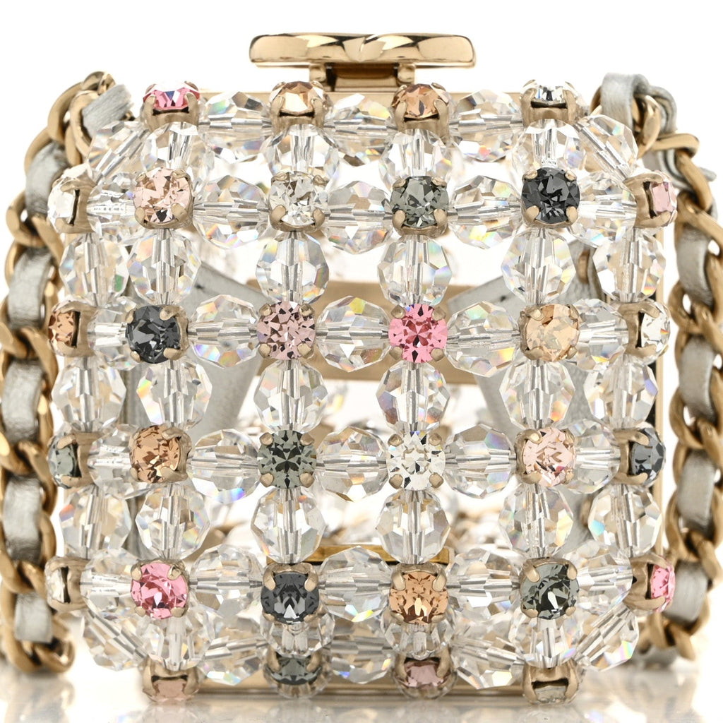 Chanel Metal Bead Crystal Minaudiere CC Mini Evening Bag Gold Multicolor