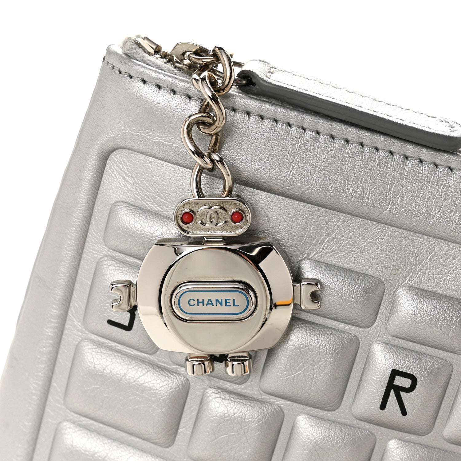 Metallic Calfskin Keyboard Pouch Silver