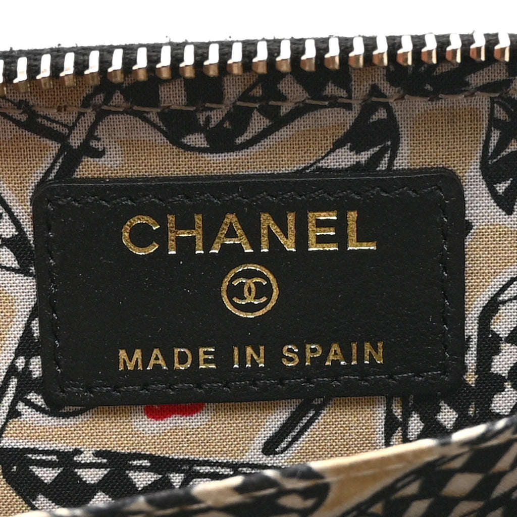 Caviar Quilted Striated CC Zip Coin Purse Black