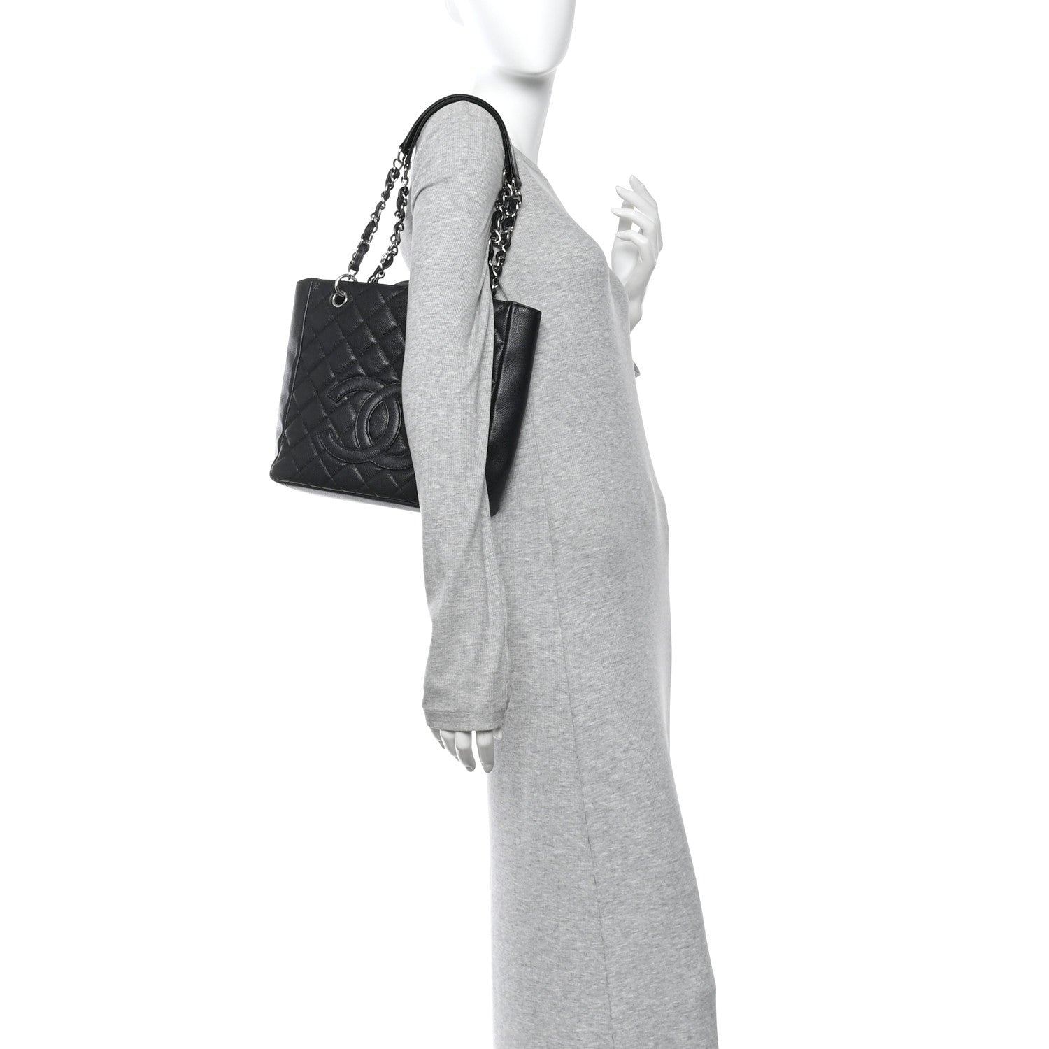 Chanel Caviar Quilted Petit Shopping Tote PST Black