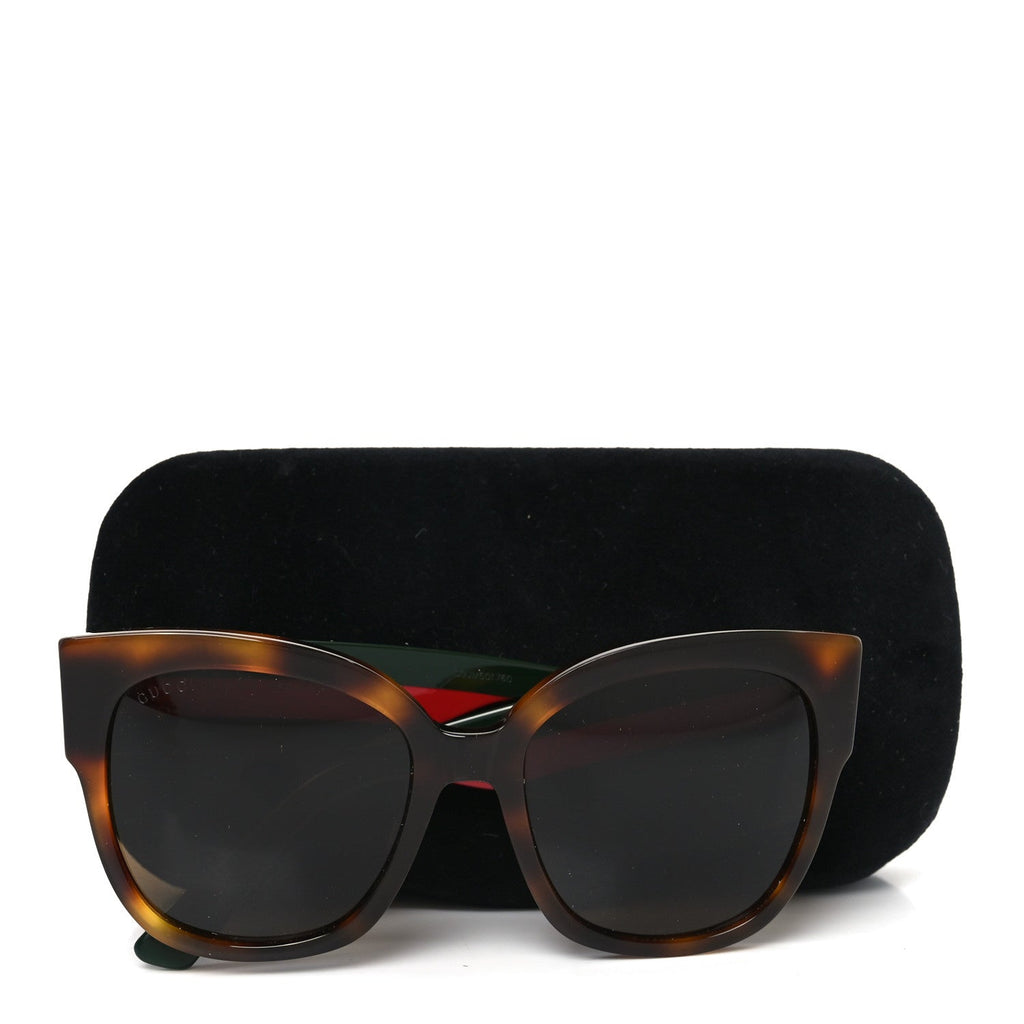 Gucci Acetate Square Frame Web Sunglasses GG0059S Tortoise