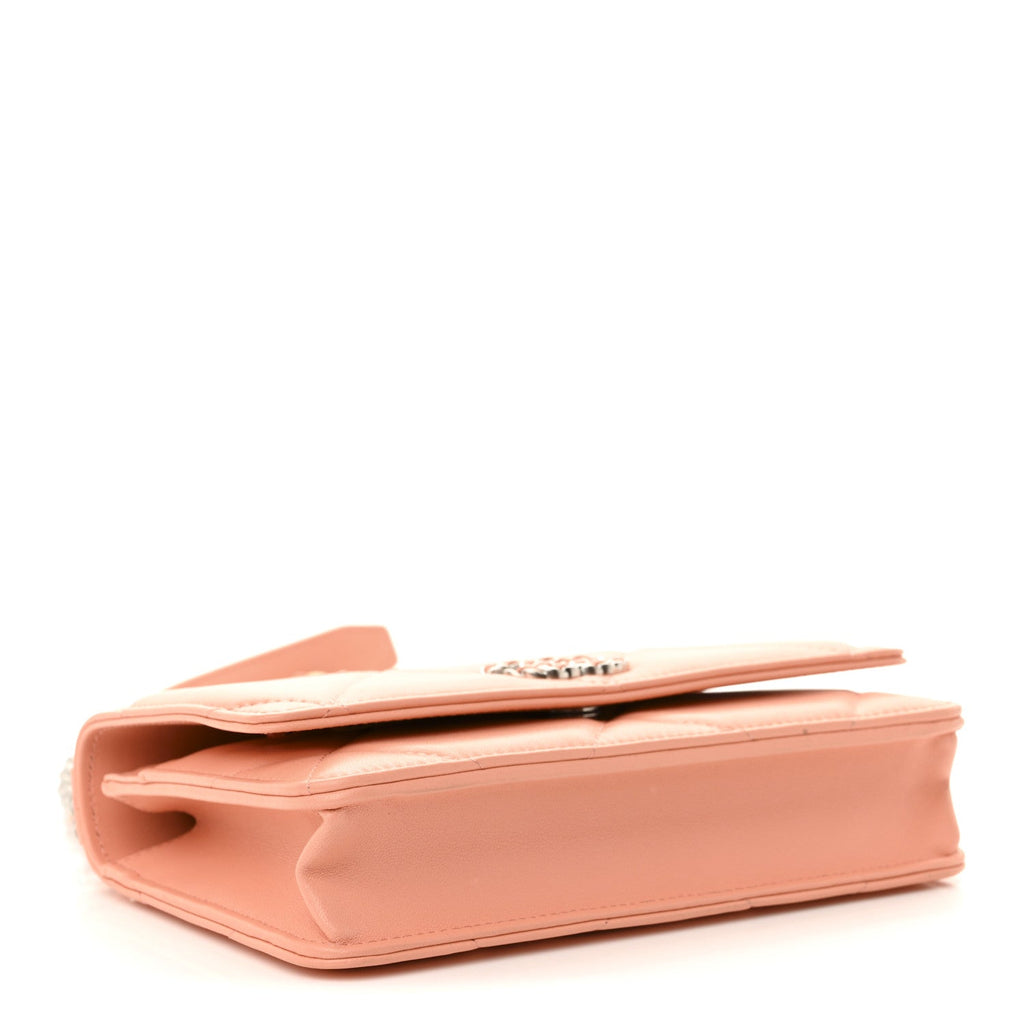 Chanel Lambskin Quilted Chanel 19 Wallet On Chain WOC Light Orange