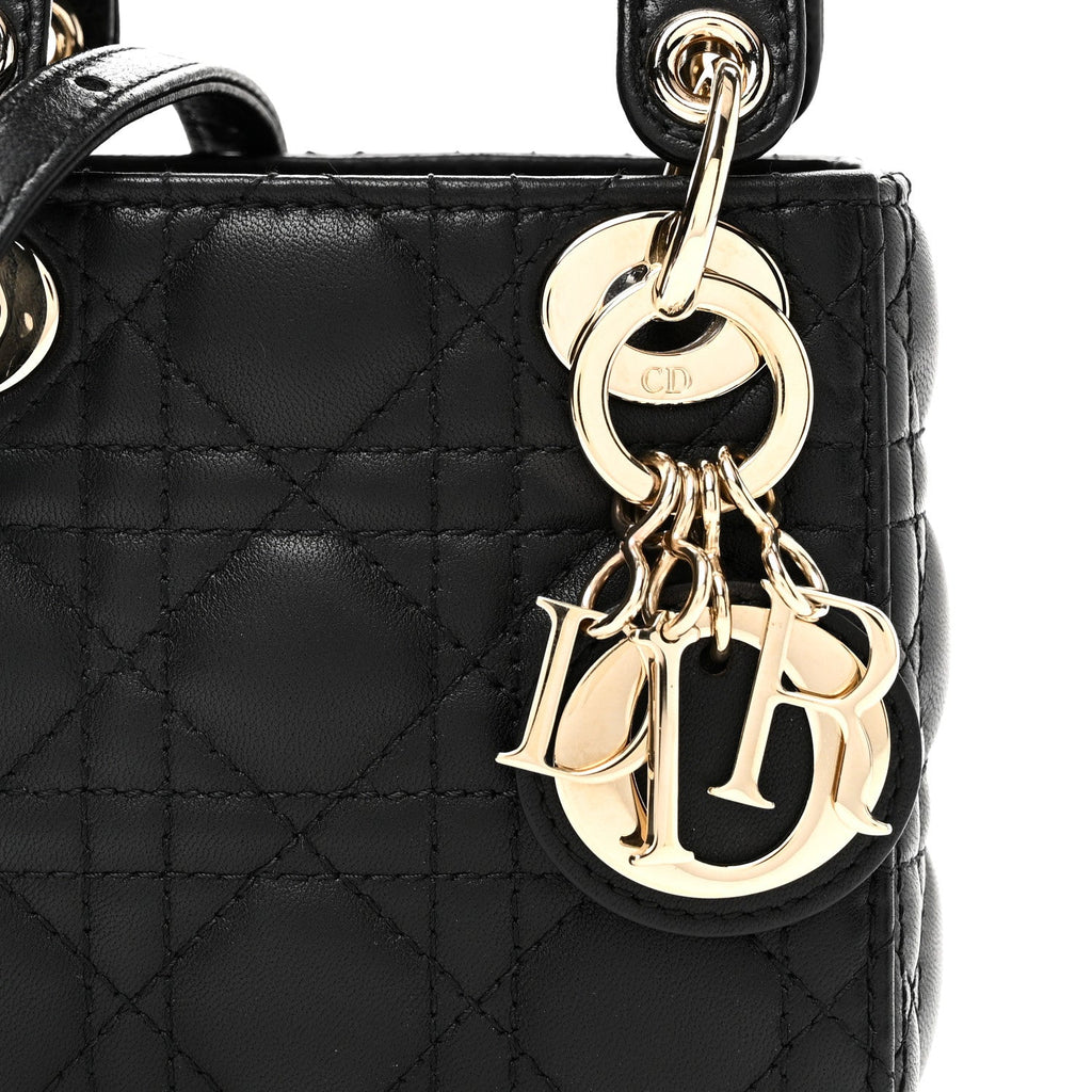 Christian Dior Lambskin Cannage Micro Lady Dior Black