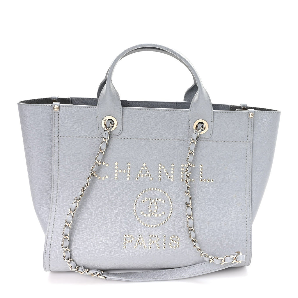 Chanel Caviar Studded Small Deauville Tote Grey