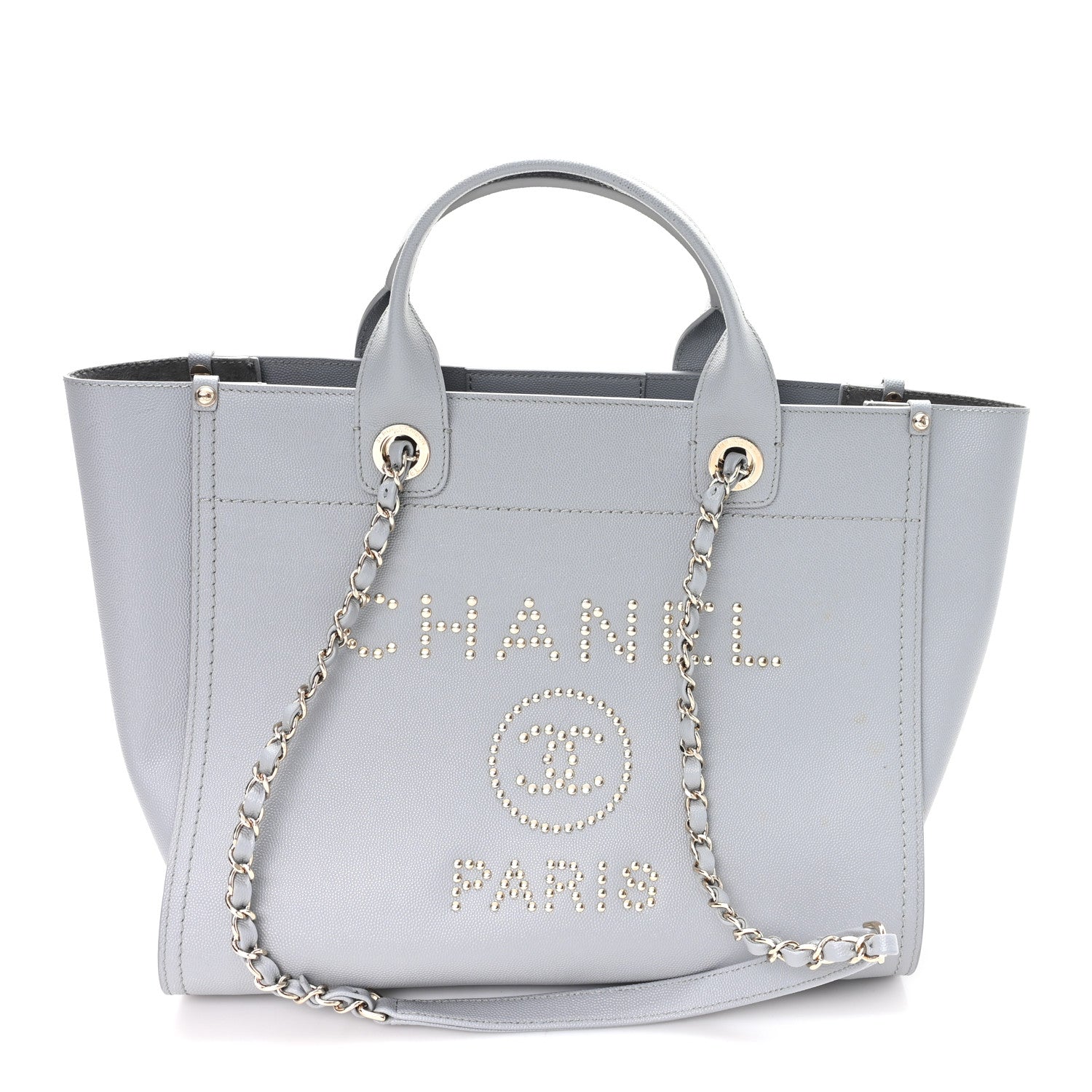 Chanel Caviar Studded Small Deauville Tote Grey