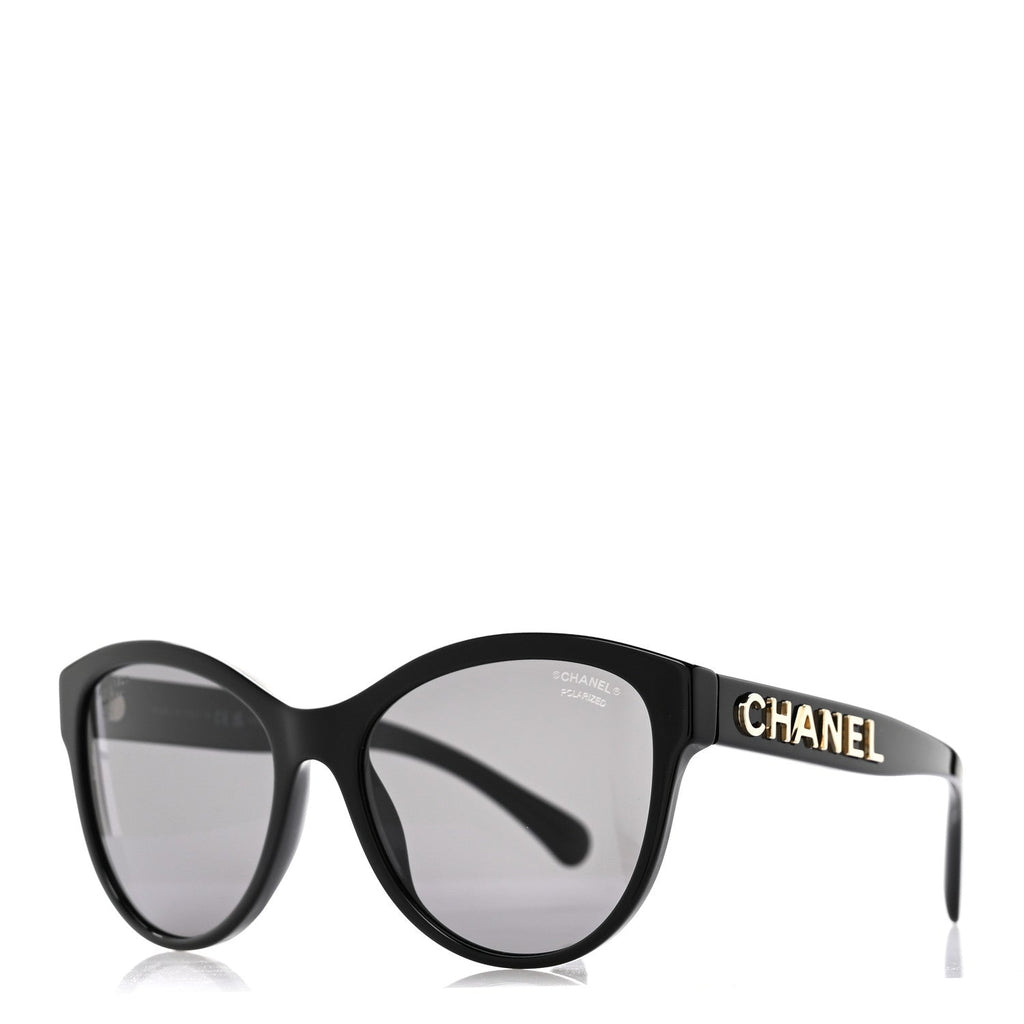 Acetate Pantos Logo Polarized Sunglasses 5458 Black