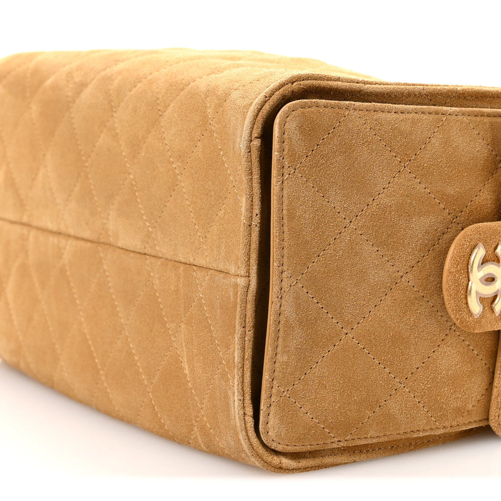 Chanel Suede Quilted Small Chanel 25 Handbag Beige