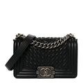 Chanel Lambskin Braided Woven Small Boy Flap Black