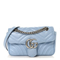 Gucci Calfskin Matelasse Mini GG Marmont Shoulder Bag Porcelain Light Blue
