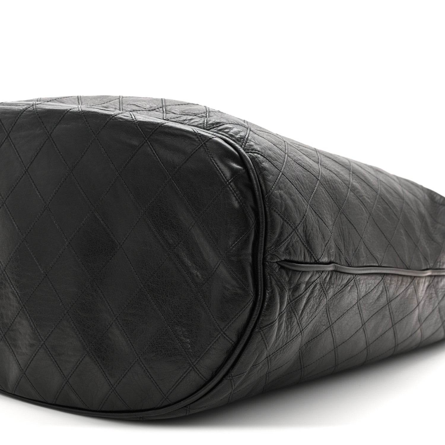 Chanel Grained Calfskin Quilted Drawstring Bucket Bag Black