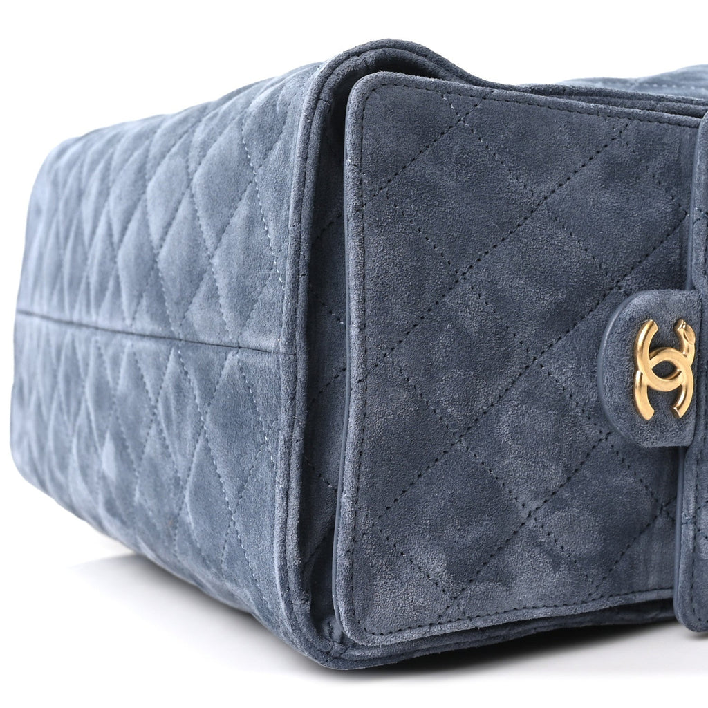 Chanel Suede Quilted Medium Chanel 25 Handbag Blue