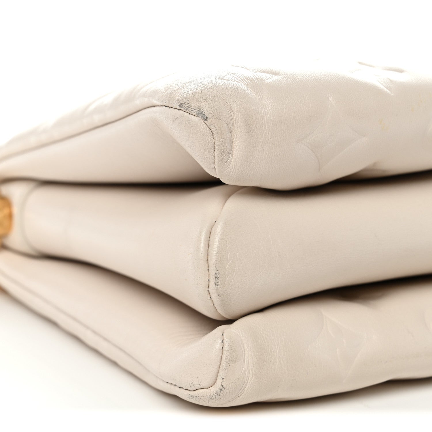 Louis Vuitton Lambskin Embossed Monogram Coussin PM Beige Cream
