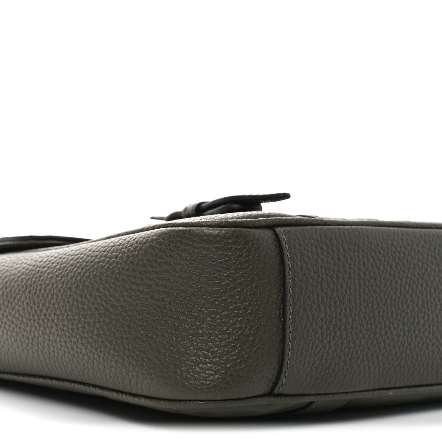 Gucci Piuma Calfskin Jumbo GG Embossed Double Buckle Medium Messenger Bag Dark Vintage Olive