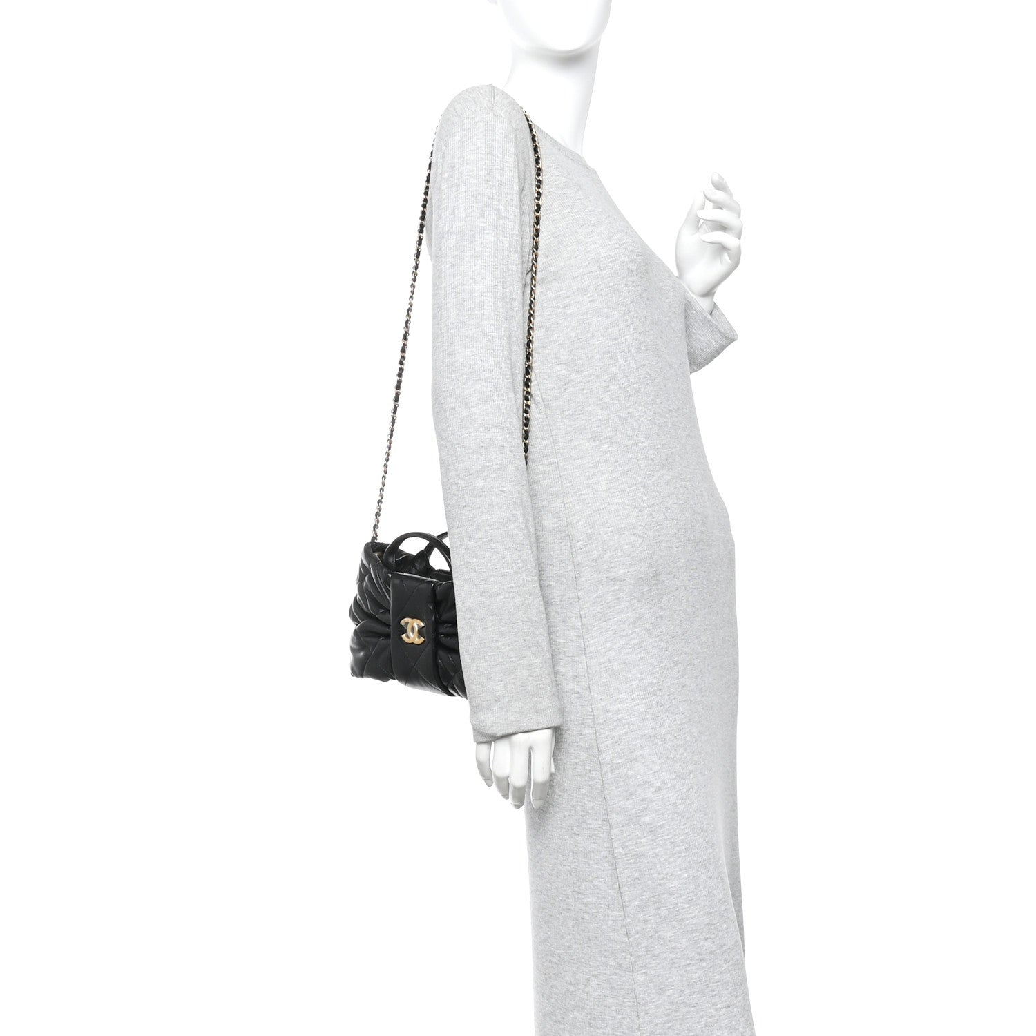 Chanel Lambskin Quilted Mini Bow Bag Black