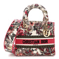 Christian Dior Canvas Embroidered Butterfly Print Medium Lady D-Lite  Multicolor