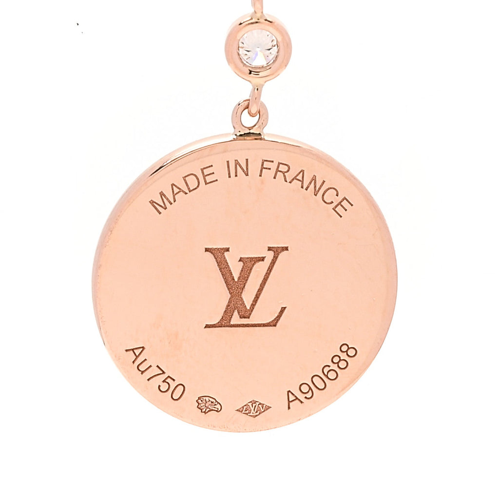 Louis Vuitton 18K Pink Gold Diamond Mother of Pearl Color Blossom Drop Pendant Necklace