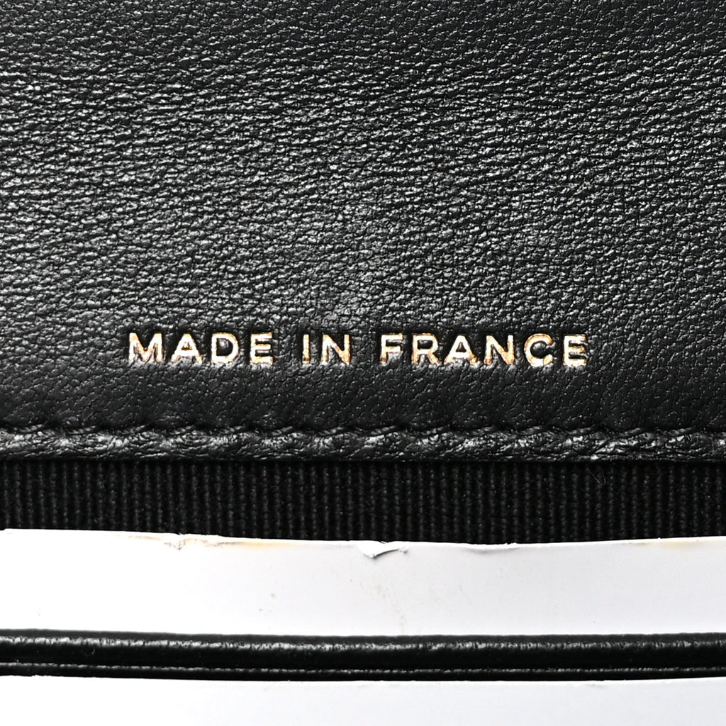 Chanel Lambskin Quilted Chain Top Handle Clutch With Chain Black