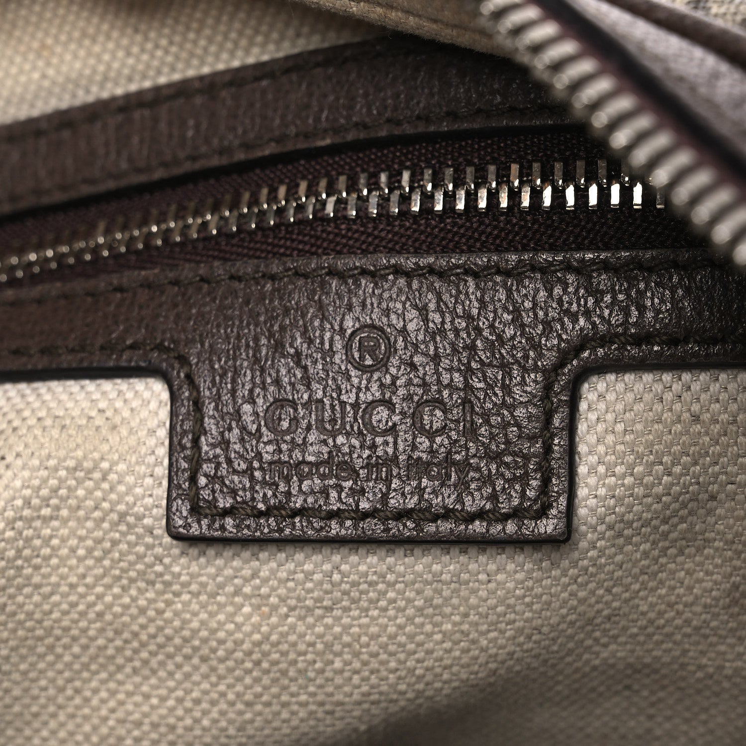 Gucci GG Supreme Monogram Textured Calfskin Web Large Attache Shoulder Bag Beige Ebony New Acero