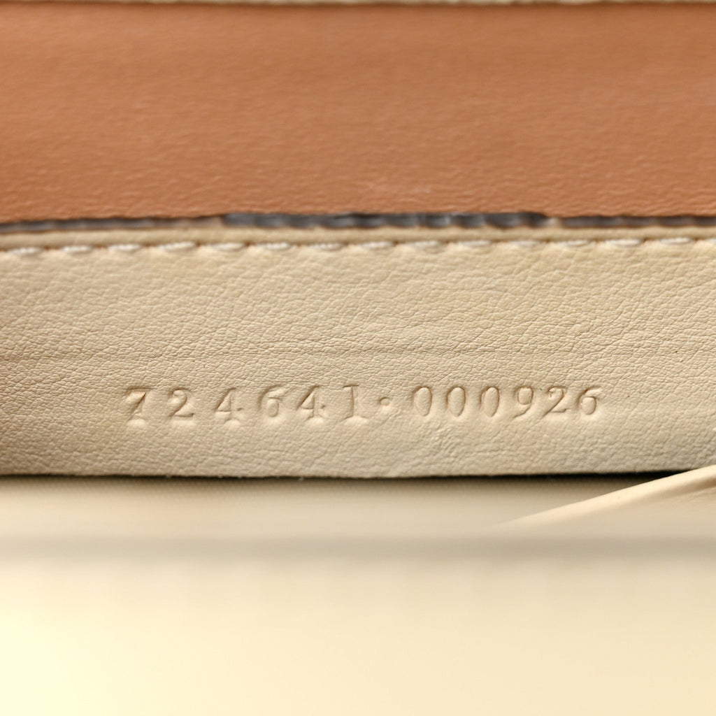 Gucci Patent Crystal Mini Bamboo 1947 Top Handle Chain Bag White