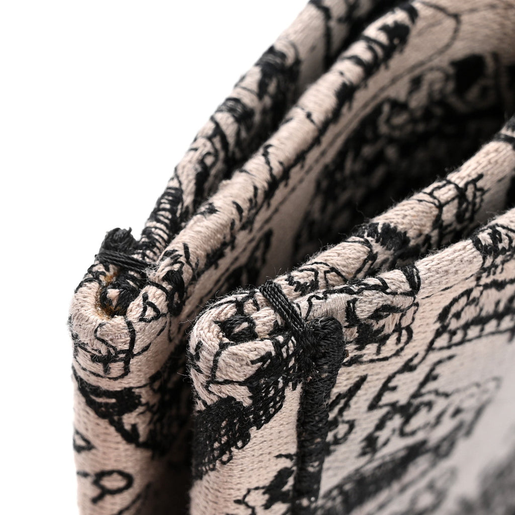 Christian Dior Canvas Embroidered Medium Plan De Paris Book Tote Grey Black